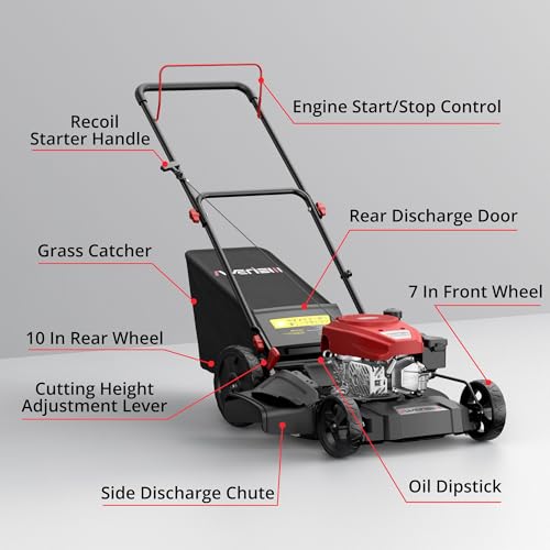 AMERISUN 53,3 cm 3-in-1 Rasenmäher – 144cc Benzin, Schubmäher mit Fangkorb