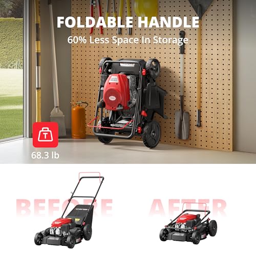 AMERISUN 53,3 cm 3-in-1 Rasenmäher – 144cc Benzin, Schubmäher mit Fangkorb