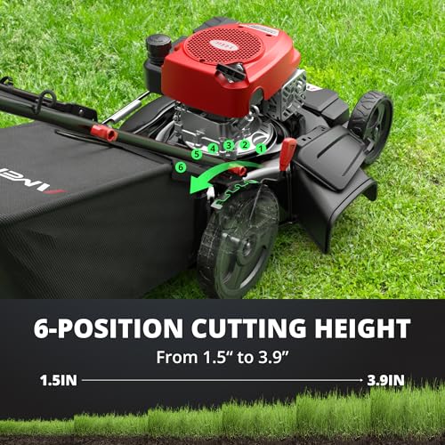 AMERISUN 53,3 cm 3-in-1 Rasenmäher – 144cc Benzin, Schubmäher mit Fangkorb