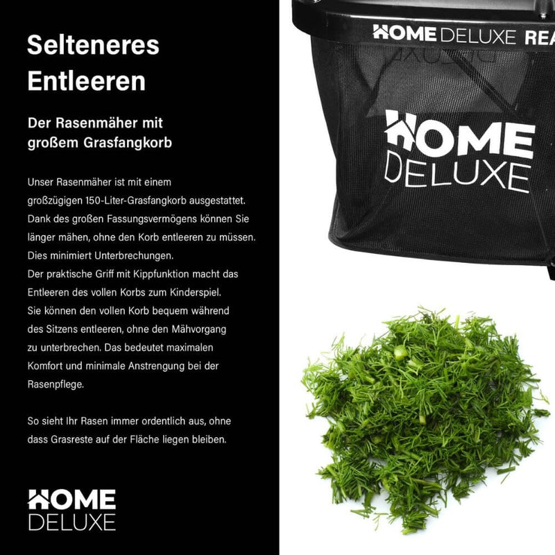 Home Deluxe Reaper Benzin-Aufsitzrasenmäher – 61 cm Schnitt, 6,5 PS, 150L Fangkorb