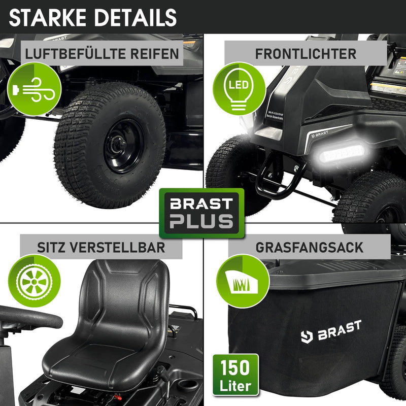 BRAST® Benzin-Rasentraktor – 61 cm Schnitt, 7 PS, Elektrostart