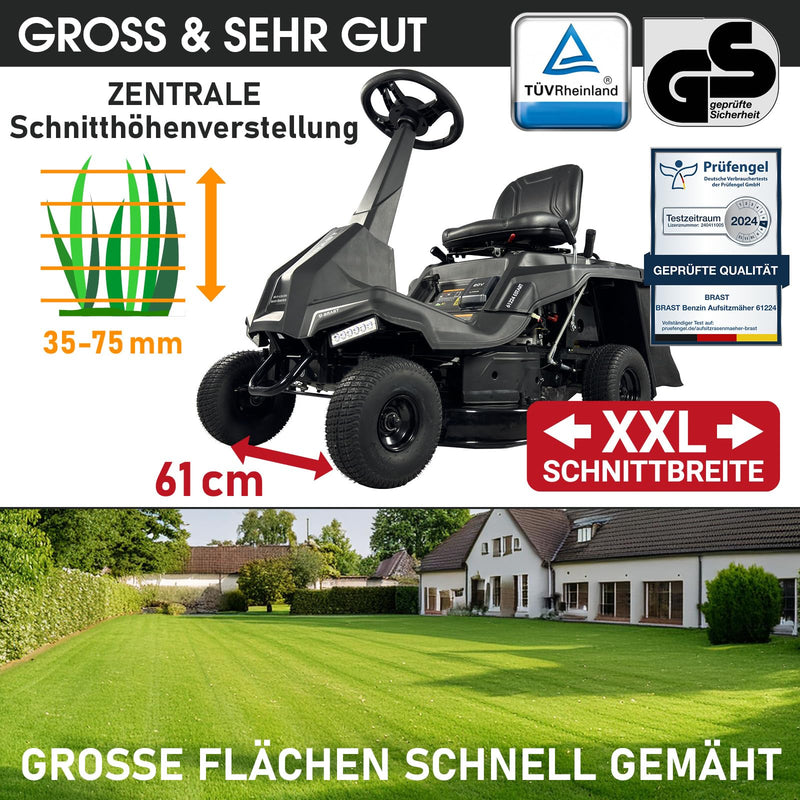 BRAST® Benzin-Rasentraktor – 61 cm Schnitt, 7 PS, Elektrostart