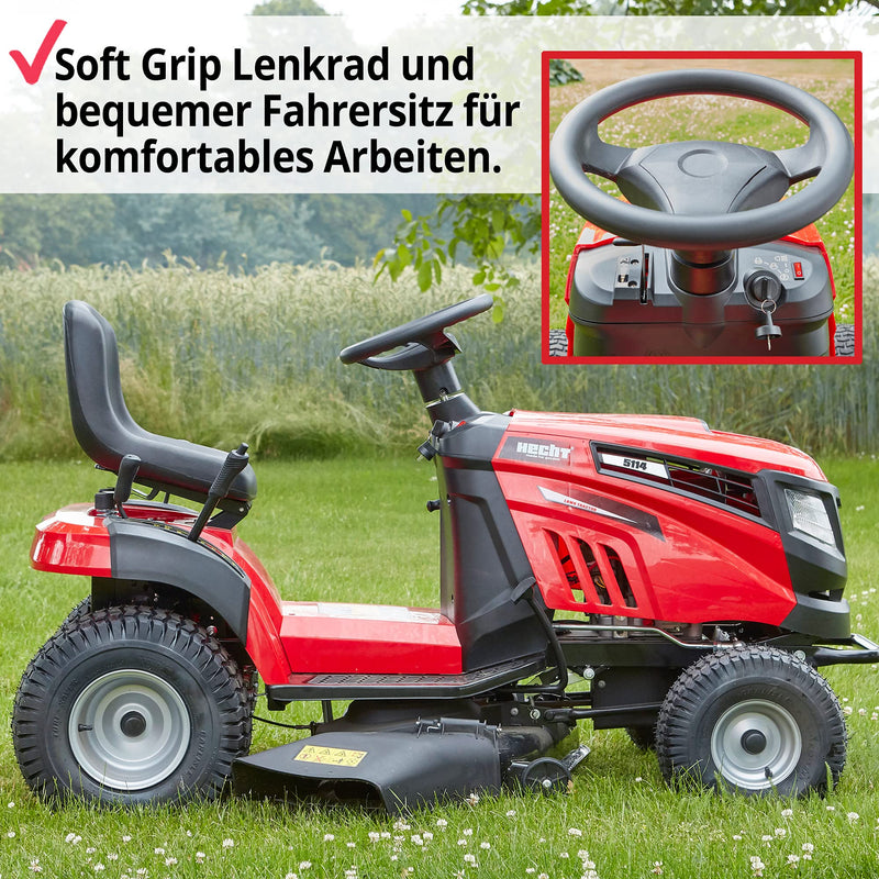 HECHT 12 PS Rasentraktor – 98 cm Schnitt, Benzin Aufsitzmäher